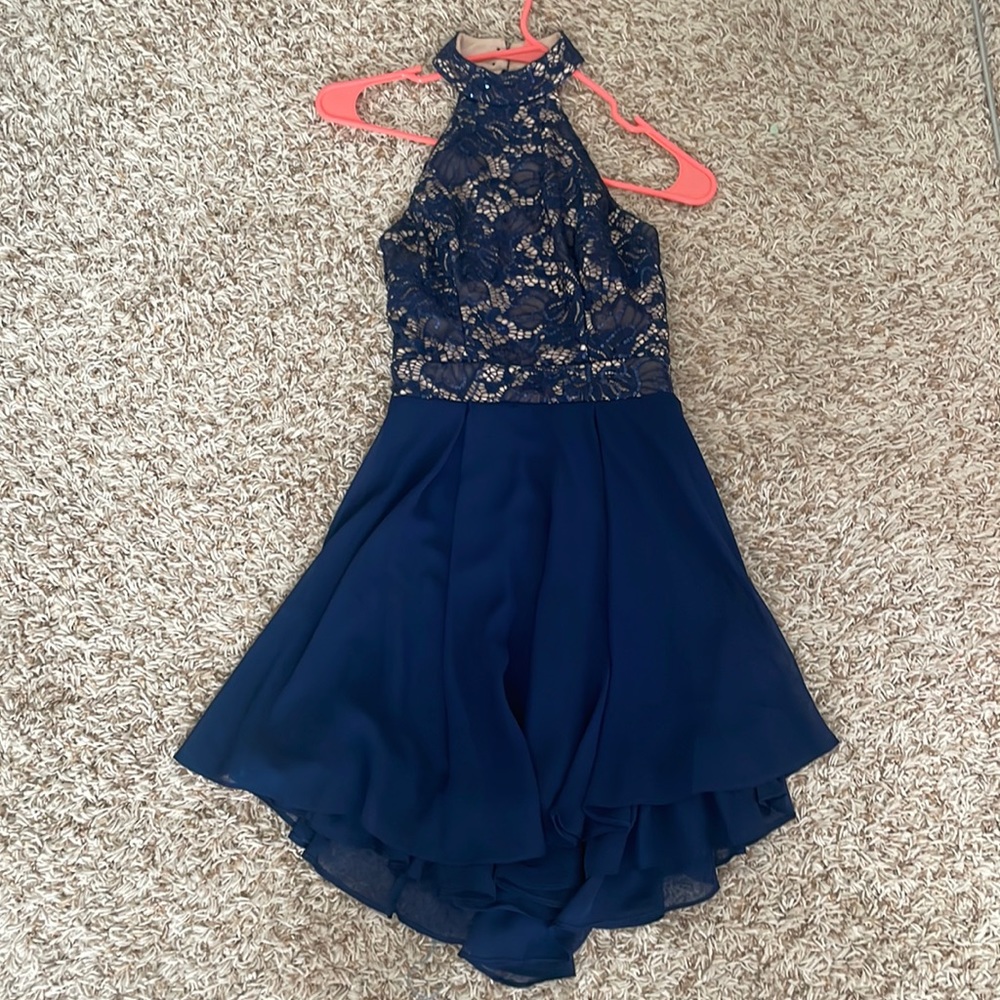 Macys Homecoming Flowy Dress Navy Blue